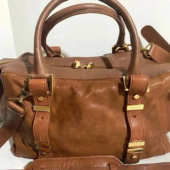 Rachel Zoe brown distressed leather satchel handbag - Picture 4 of 16